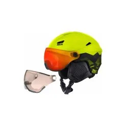 Relax Stealth Skihjelm Med Visir + 1 Extra - Neon Gul/Sort